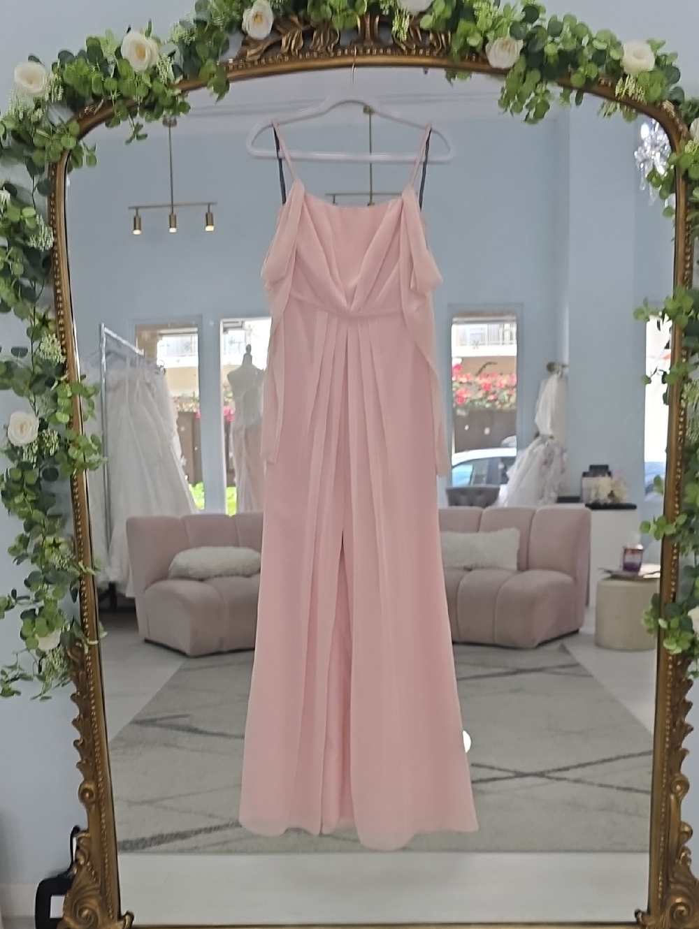 Elegant Blush Pink Off-Shoulder Maxi Dress